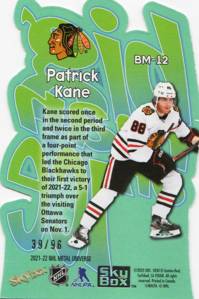 2021-22 Upper Deck Skybox Metal Universe - Big Man On ice #BM-12 Patrick Kane - Chicago Blackhawks - B