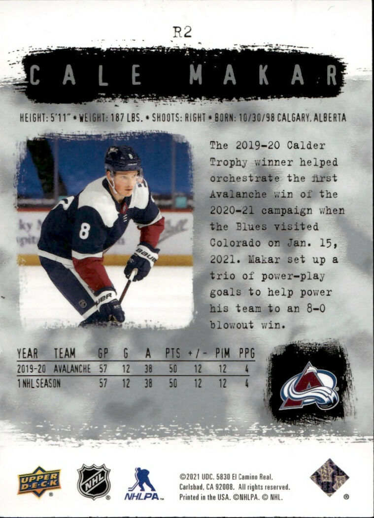 2020-21 Upper Deck Sp Authentic Hockey - 2000-01 Retro #R2 Cale Makar - Colorado Avalanche - B