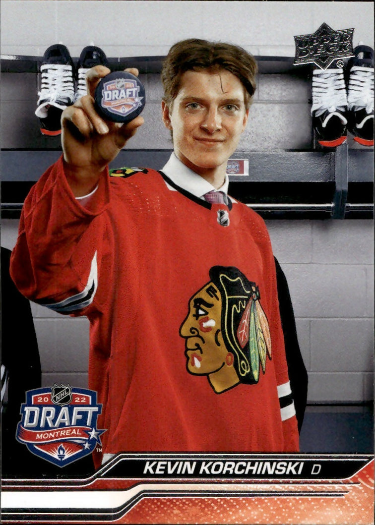 2023-24 Upper Deck Extended Series - Base - 1st Round Rookies #749 Kevin Korchinski - Chicago Blackhawks - A