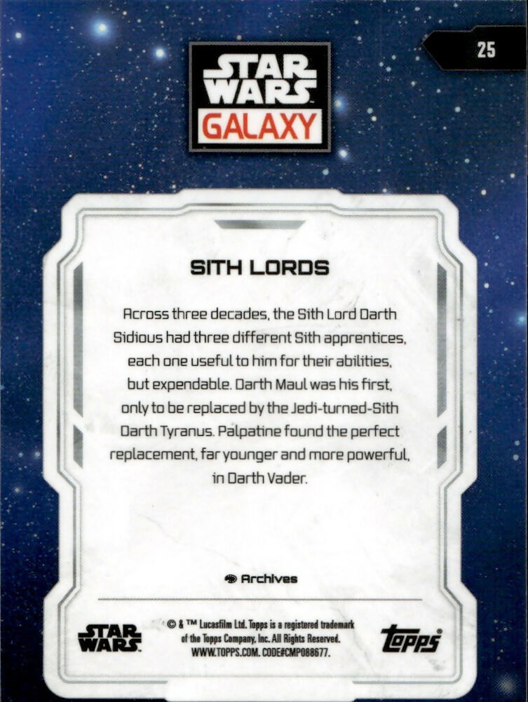2024 Topps Star Wars Galaxy Chrome - Base #25 Sith Lords - B
