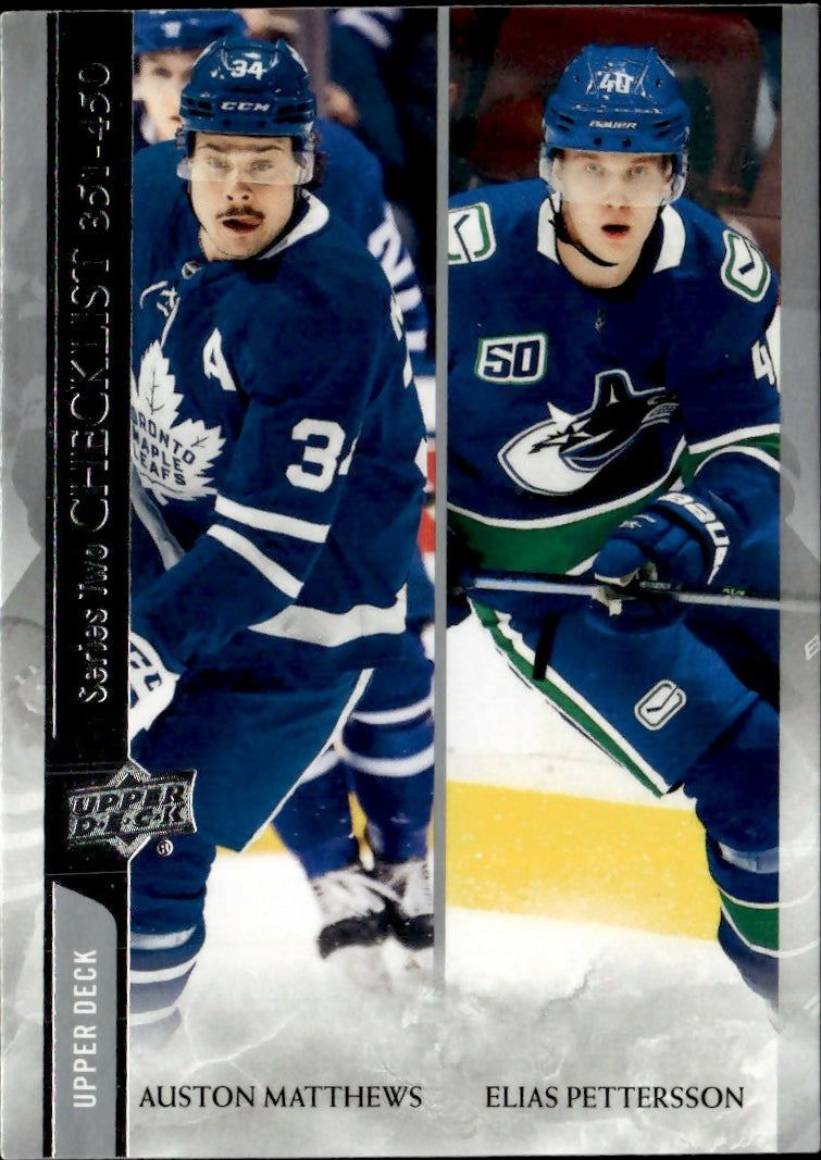2020-21 Upper Deck Series 2 Hockey - Base #450 Checklist - Auston Matthews - Elias Pettersson - A