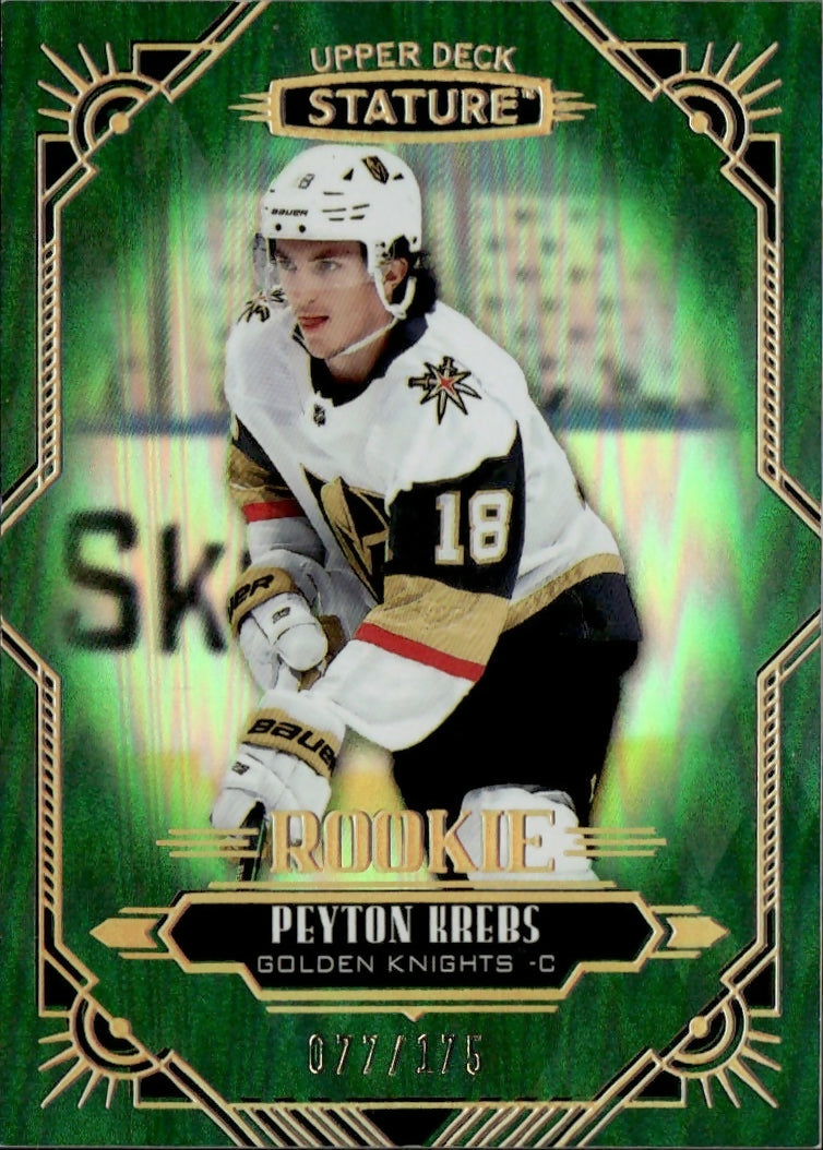 2020-21 Upper Deck Stature Hockey - Base - Rookie - Green :175 #143 Peyton Krebs - Vegas Golden Knights - A