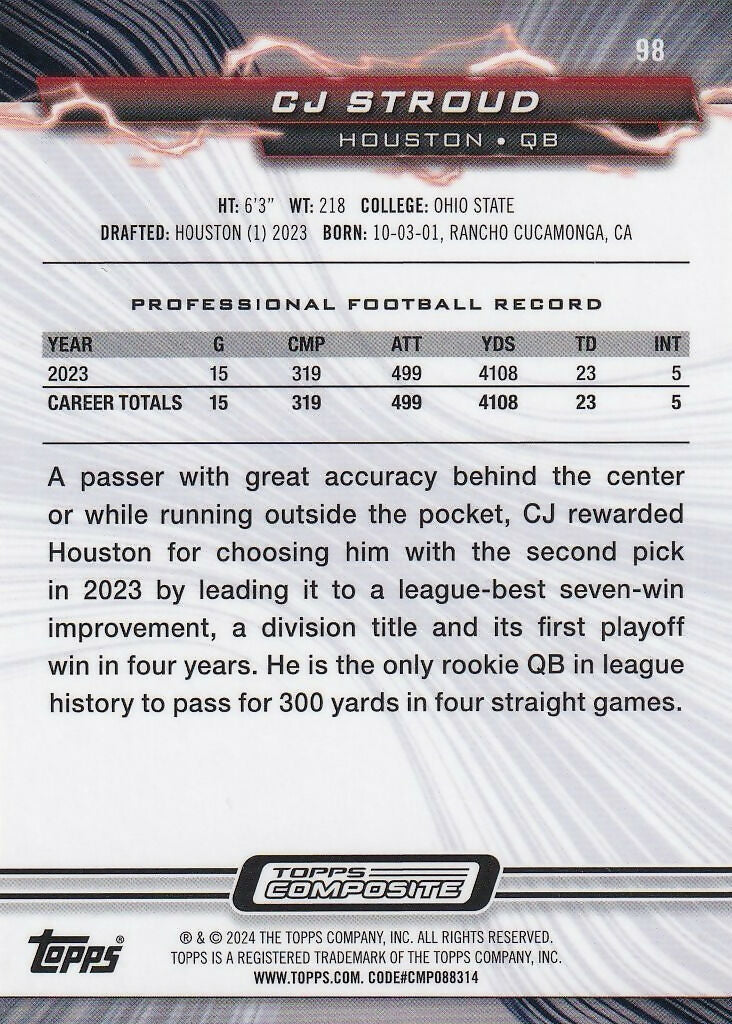 2023 Topps Composite #98 CJ Stroud Houston Texans Rookie