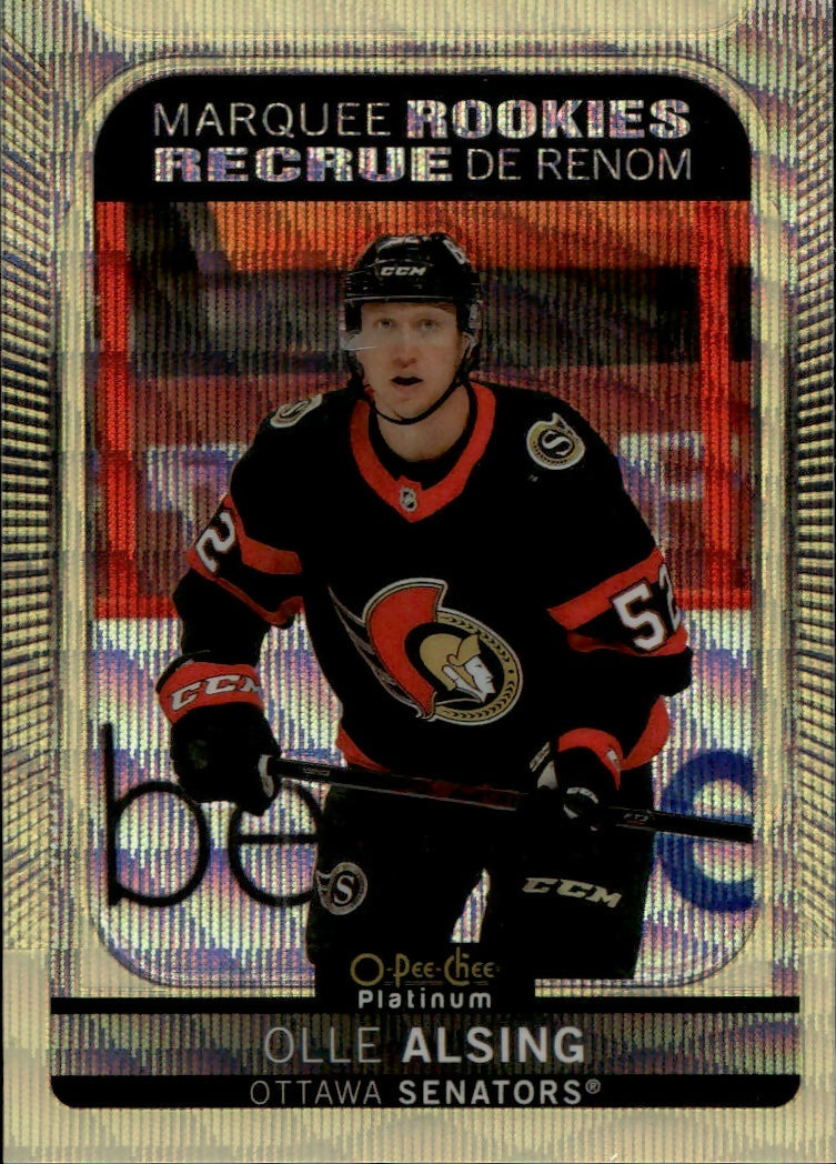 2021-22 Upper Deck O-Pee-Chee Platinum - Base - Marquee Rookie - Neon Yellow Surge #256 Olle Alsing - Ottawa Senators - A