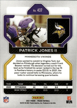 2021 Panini Prizm Football Base #437 Patrick Jones II RC Minnesota Vikings - B