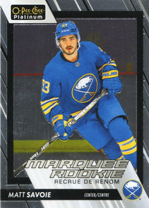 2023-24 Upper Deck O-Pee Chee Platinum Hockey - Base - Marquee Rookie #297 Matt Savoie - Buffalo Sabres - A