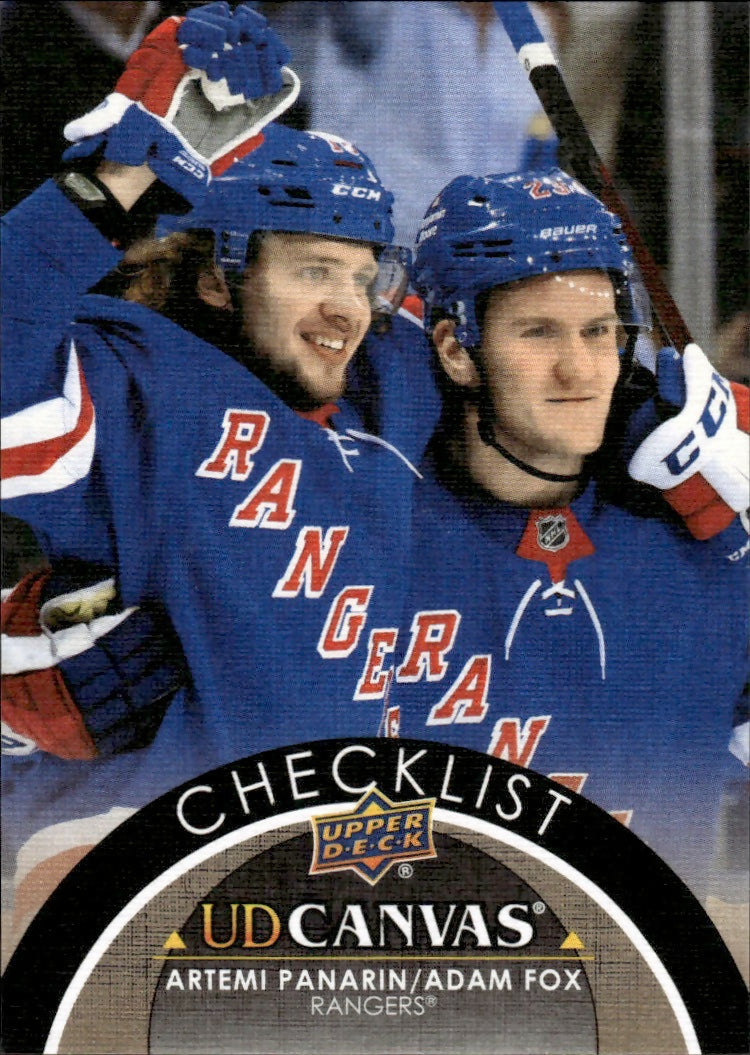 2021-22 Upper Deck Series 2 Hockey - UD Canvas - Checklist #C210 Artemi Panarin:Adam Fox - New York Rangers - A