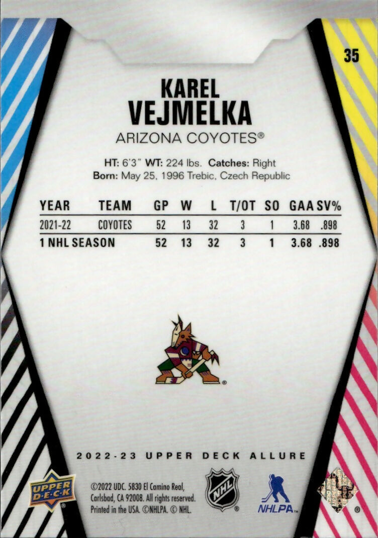 2022-23 Upper Deck Allure Hockey - Base #35 Karel Vejmelka - Arizona Coyotes - B