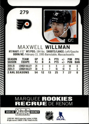 2021-22 Upper Deck O-Pee Chee Platinum Hockey - Base #279 Maxwell Willman - Philadelphia Flyers - B