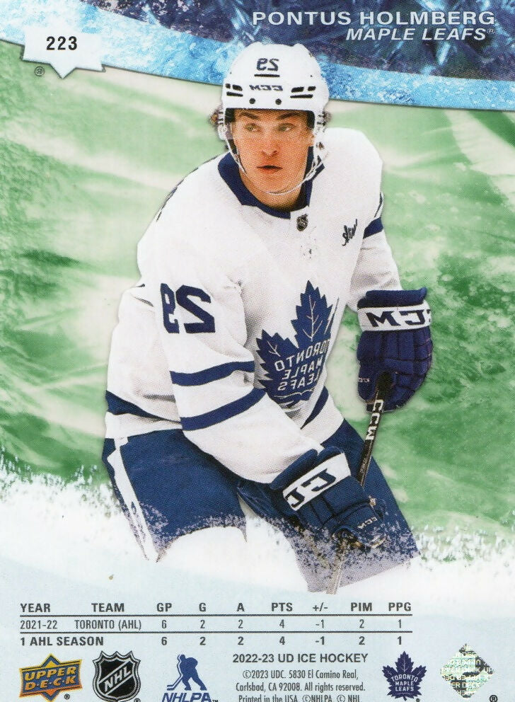 2022-23 Upper Deck Ice Hockey - Base - Ice Premiers :599 #223 Pontus Holmberg - Toronto Maple Leafs - B