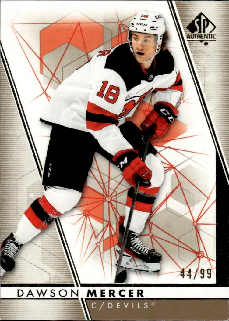 2022-23 Upper Deck SP Authentic Hockey - Base - Limited Gold /99 #17 Dawson Mercer - New Jersey Devils