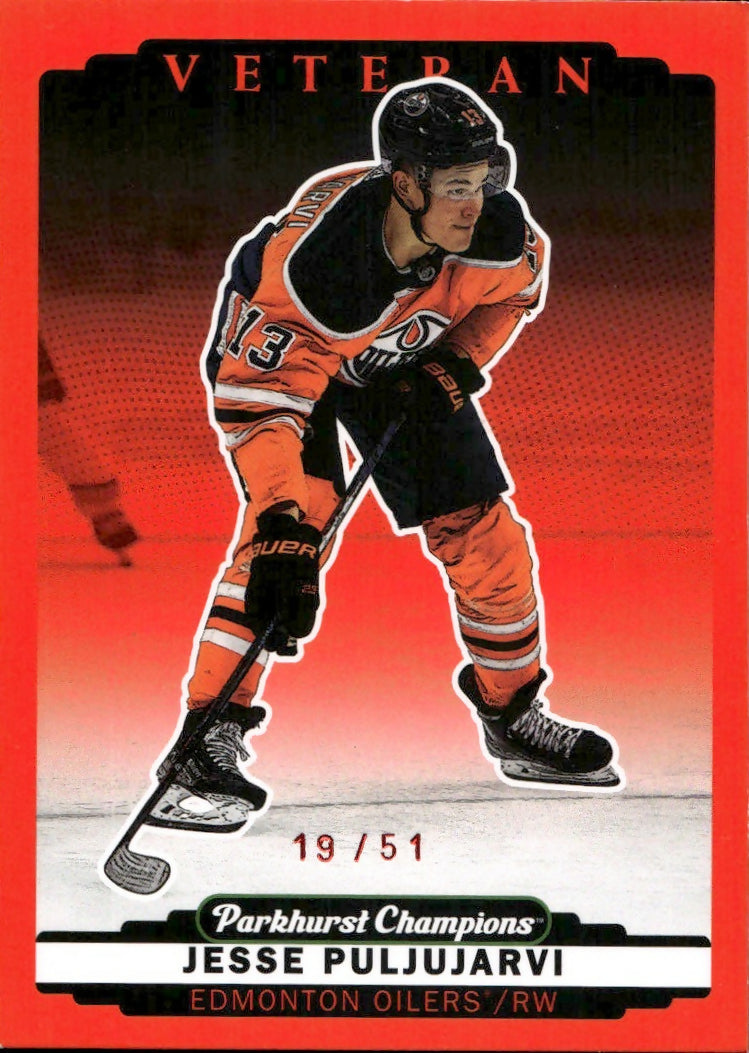 2022-23 Upper Deck Parkhurst Champions - Base - Red :51 #142 Jesse Puljujarvi - Edmonton Oilers - A