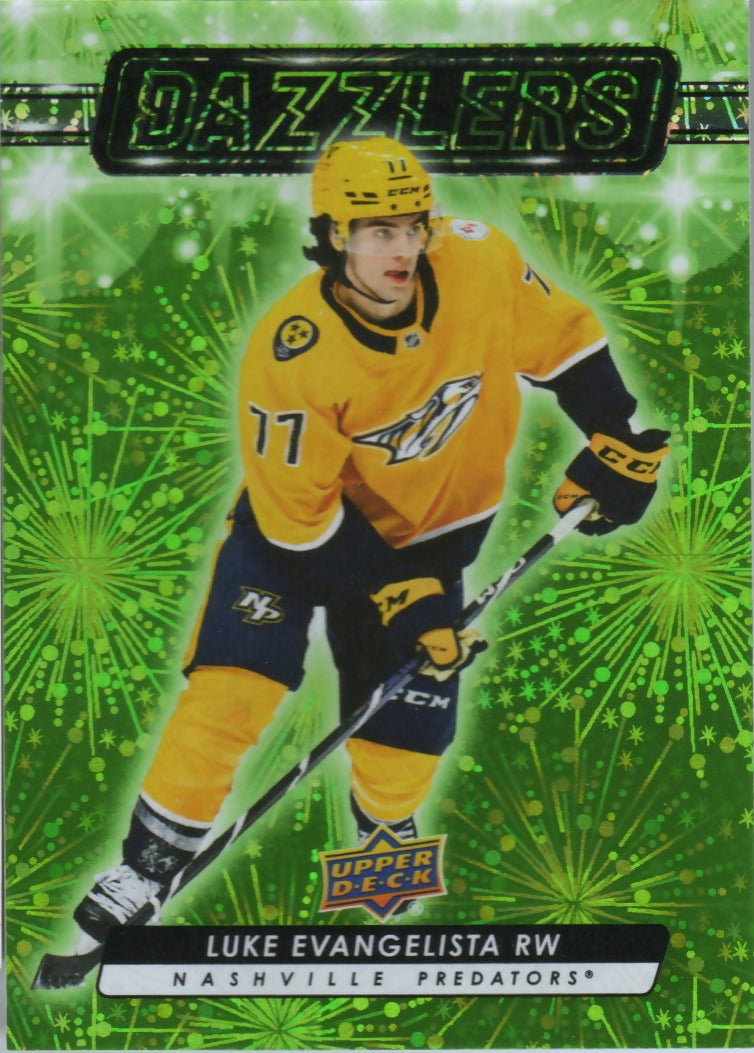 2023-24 Upper Deck Series 2 Hockey - Dazzlers - Green #DZ-54 Luke Evangelista - Nashville Predators - A