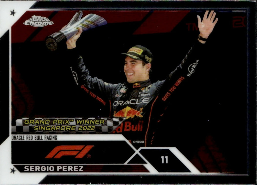 2023 Topps Chrome Formula 1 Base #160 - Grand Prix Winners Sergio Perez - Oracle Red Bull Racing - A