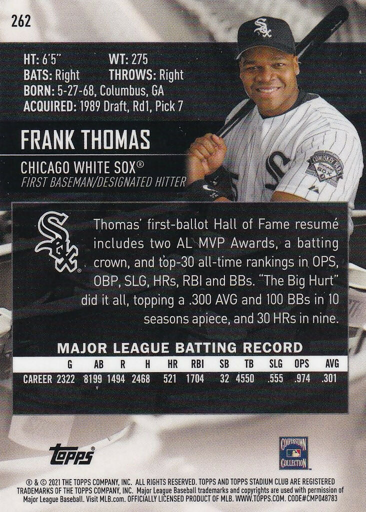2021 Stadium Club Chrome #262 Frank Thomas Chicago White Sox