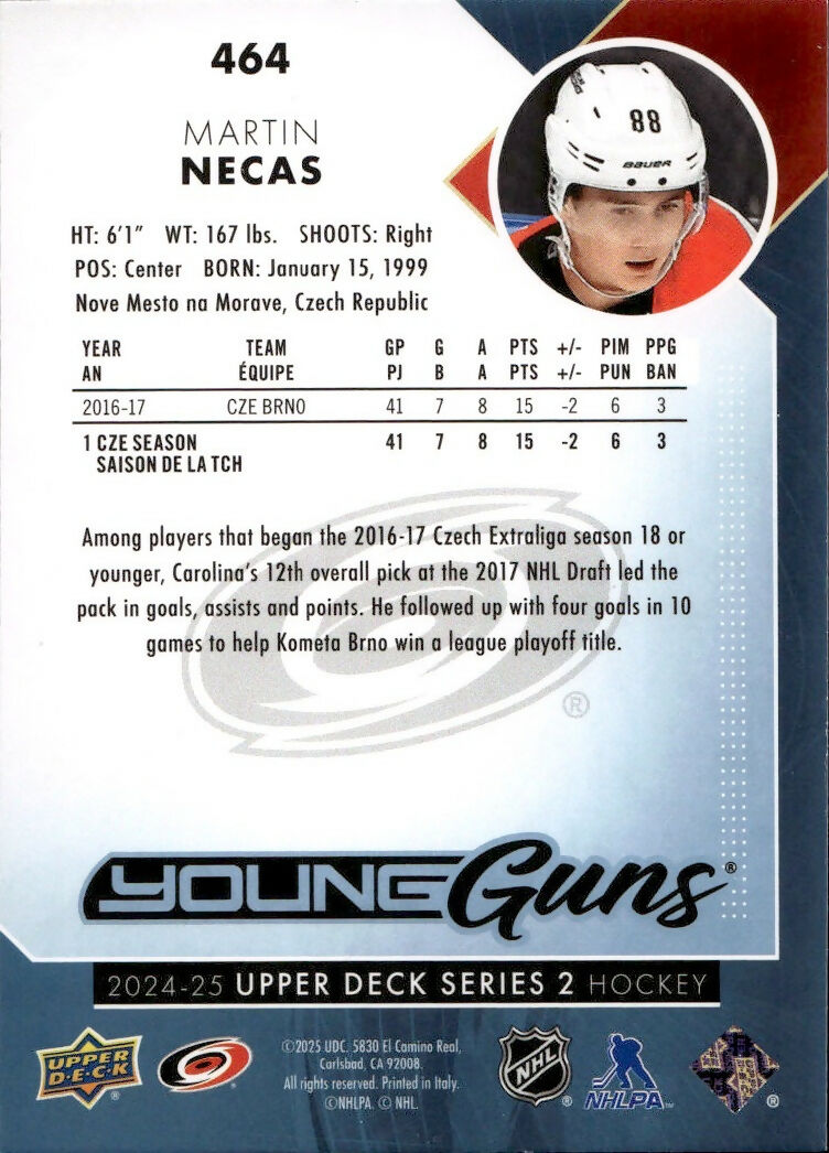 2024-25 Upper Deck Series 2 Hockey - Young Guns Renewed #464 Marin Necas - Carolina Hurricanes - B