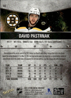 2021-22 Upper Deck Skybox Metal Universe Hockey Base #55 David Pastrnak - Boston Bruins