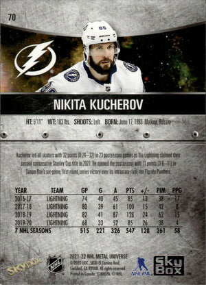 2021-22 Upper Deck Skybox Metal Universe Hockey Base #70 Nikita Kucherov - Tampa Bay Lightning