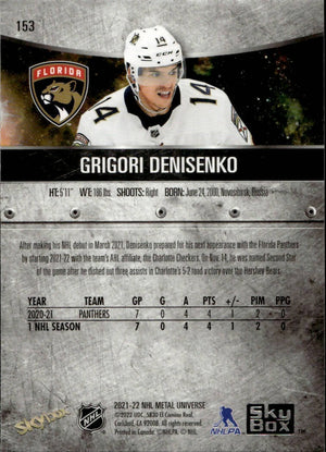 2021-22 Upper Deck Skybox Metal Universe Hockey Rookies #153 Grigori Denisenko - Florida Panthers