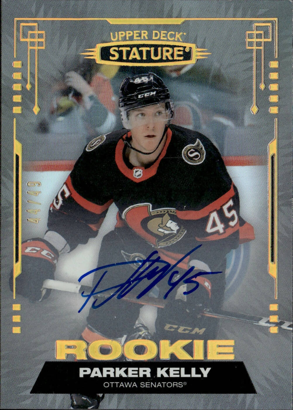 2021-22 Upper Deck Stature - Base - Rookie - Auto /49 #191 Parker Kelly - Ottawa Senators