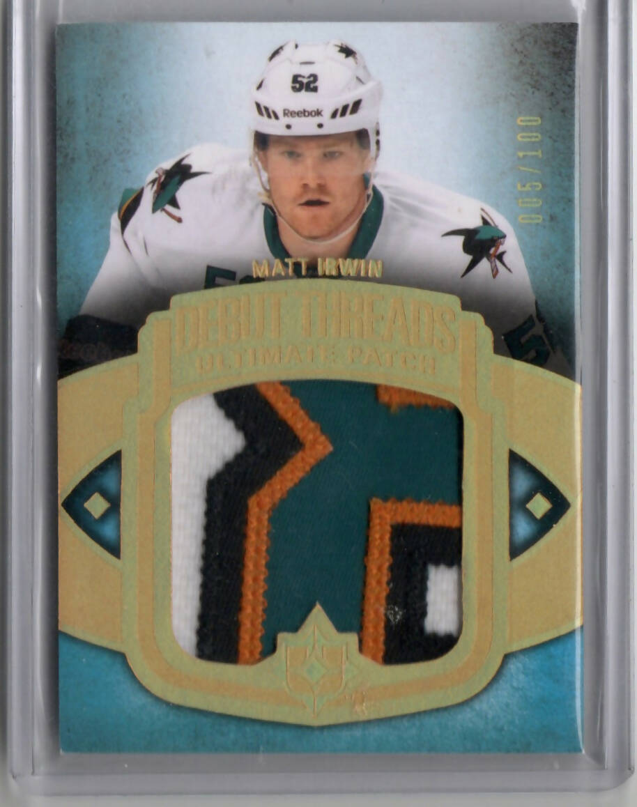 2013-14 Upper Deck Ultimate Collection Hockey - Debut Threads /100 #UDT-MI Matt Irwin - San Jose Sharks