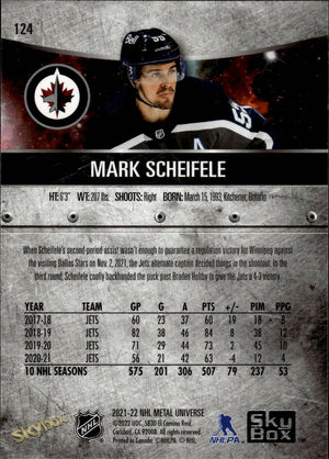 2021-22 Upper Deck Skybox Metal Universe Hockey Alt Jersey #124 Mark Scheifele - Winnipeg Jets