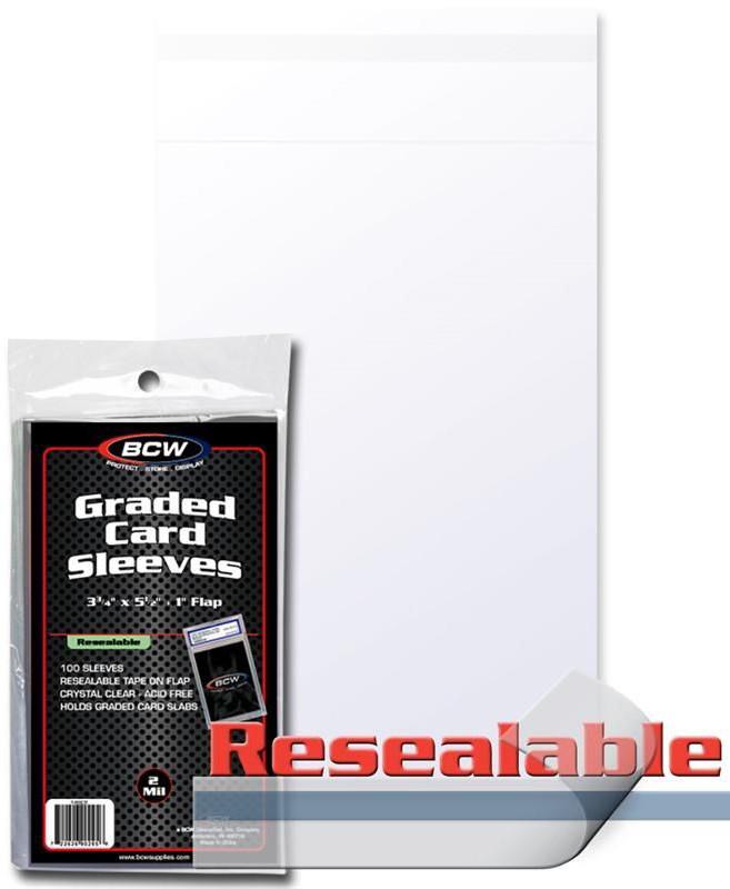 BCW GRADED CARD SLEEVES RESEALABLE (3" 3/4 X 5" 1/2)