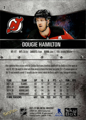 2021-22 Upper Deck Skybox Metal Universe Hockey Base #7 Dougie Hamilton - New Jersey Devils