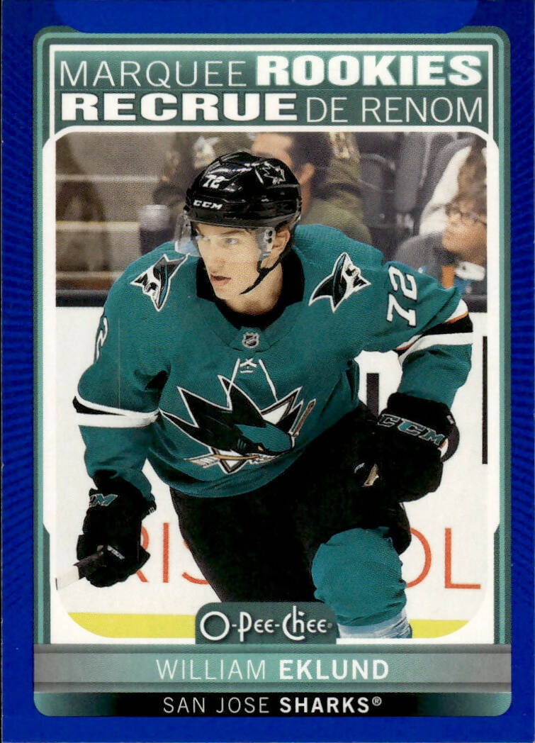 2021-22 Upper Deck Series 2 Hockey - O-Pee-Chee Update - Marquee Rookies - Retro Blue #611 William Eklund - San Jose Sharks
