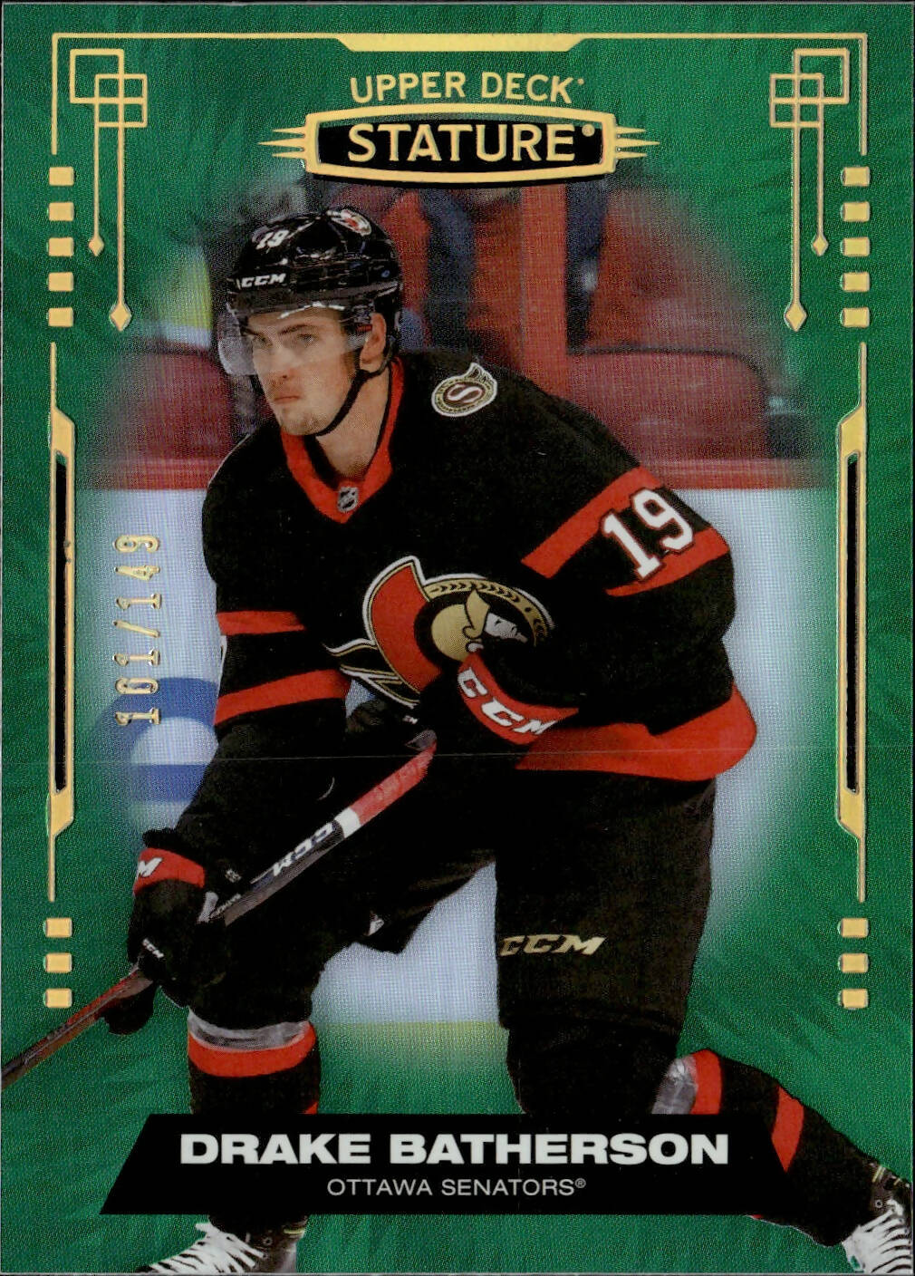 2021-22 Upper Deck Stature - Base - Green /149 #95 Drake Batherson - Ottawa Senators