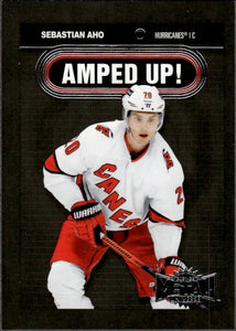 2021-22 Upper Deck Skybox Metal Universe Hockey Amped Up #AU-11 Sebastian Aho - Carolina Hurricanes