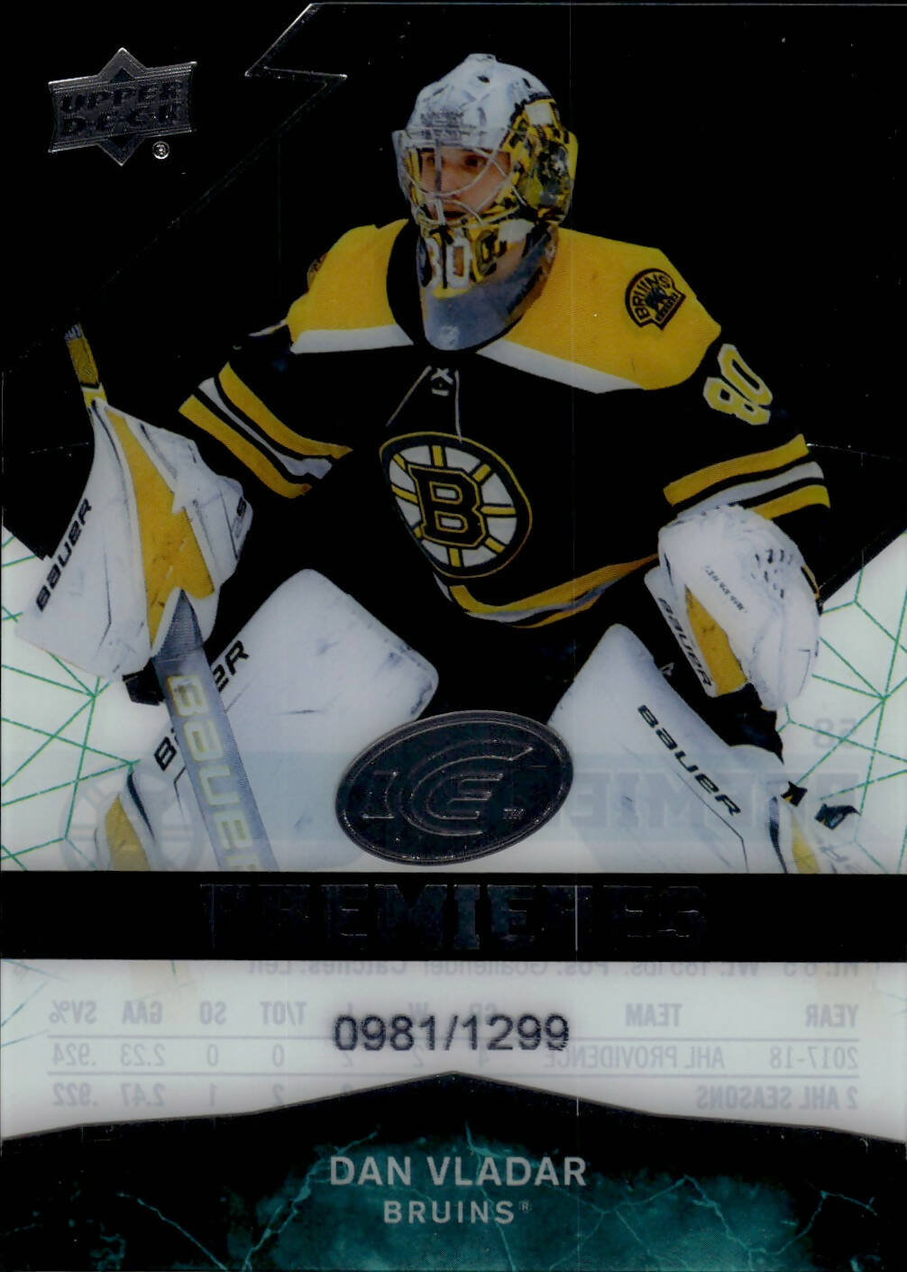 2018-19 Upper Deck Ice Hockey - Premiers /1299 #58 Dan Vladar - Boston Bruins