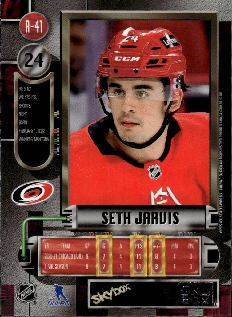 2021-22 Upper Deck Skybox Metal Universe Hockey 1997-98 Retro Rookie #R-41 Seth Jarvis - Carolina Hurricanes