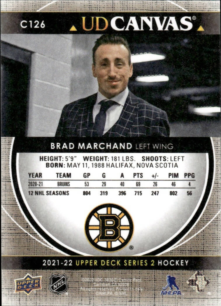2021-22 Upper Deck Series 2 Hockey - UD Canvas #C126 Brad Marchand - Boston Bruins