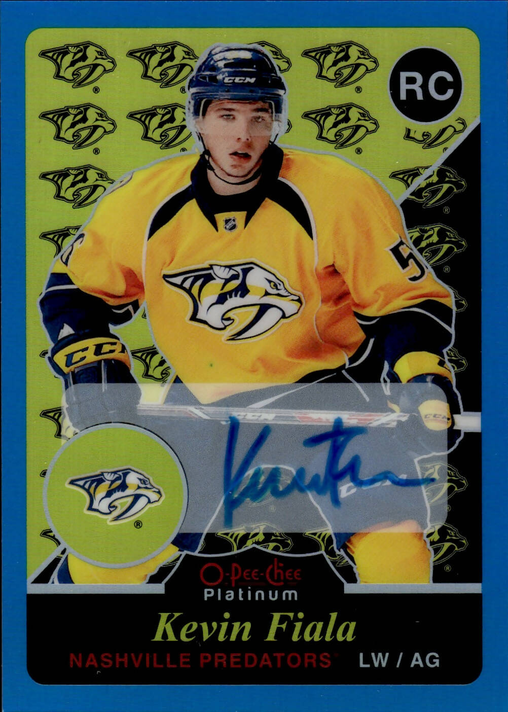 2015-16 O-Pee-Chee Platinum Hockey Retro Rainbow Blue Autographs #R76 Kevin Fiala - Nashville Predators