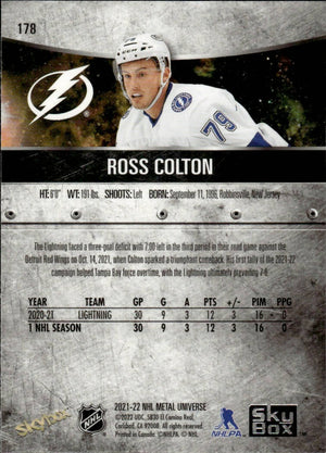 2021-22 Upper Deck Skybox Metal Universe Hockey Rookies #178 Ross Colton - Tampa Bay Lightning