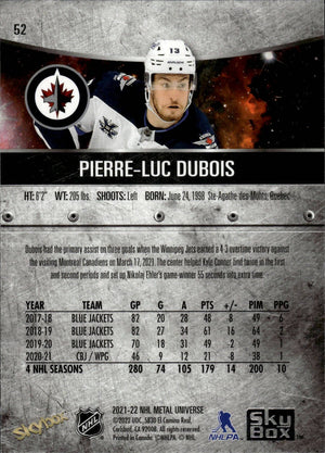 2021-22 Upper Deck Skybox Metal Universe Hockey Base #52 Pierre-Luc Dubois - Winnipeg Jets