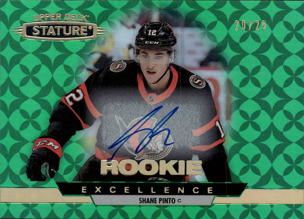 2021-22 Upper Deck Stature - Excellence - Rookie - Auto /25 #RE-6 Shane Pinto - Ottawa Senators