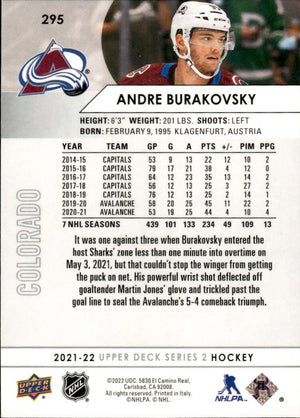 2021-22 Upper Deck Series 2 Hockey - Base #295 Andre Burakovsky - Colorado Avalanche