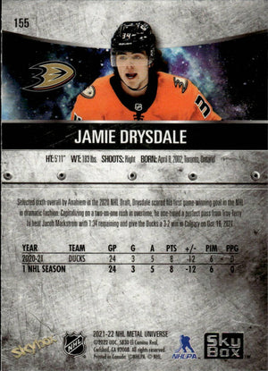 2021-22 Upper Deck Skybox Metal Universe Hockey Rookies #155 Jamie Drysdale - Anaheim Ducks