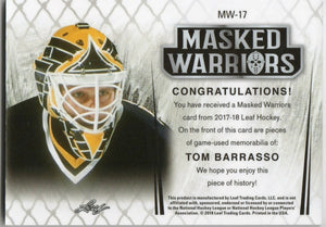 2017-18 Leaf Hockey - Masked Warriors /25 #MW-17 Tom Barrasso - Pittsburgh Penguins