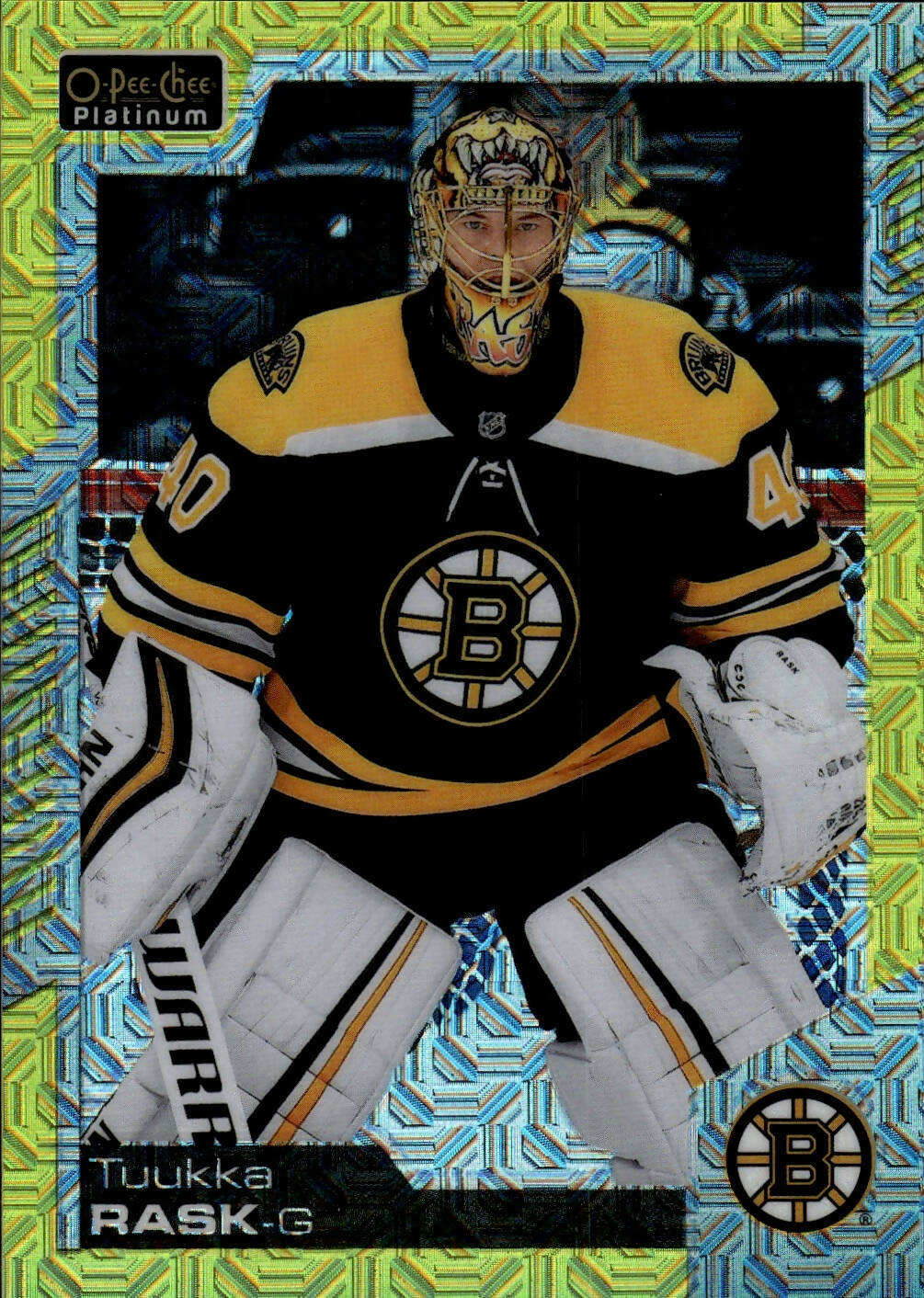 2020-21 Upper Deck O-Pee-Chee Platinum Hockey - Base - Yellow Trax /249 #34 Tuukka Rask - Boston Bruins