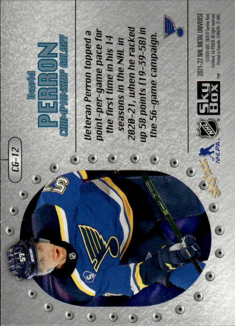 2021-22 Upper Deck Skybox Metal Universe Hockey Championship Galaxy #CG-12 David Perron - St. Louis Blues