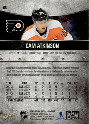 2021-22 Upper Deck Skybox Metal Universe Hockey Base #68 Cam Atkinson - Philadelphia Flyers