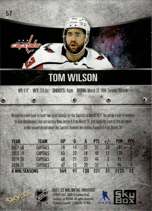 2021-22 Upper Deck Skybox Metal Universe Hockey Base #57 Tom Wilson - Washington Capitals