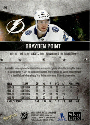 2021-22 Upper Deck Skybox Metal Universe Hockey Base #89 Brayden Point - Tampa Bay Lightning