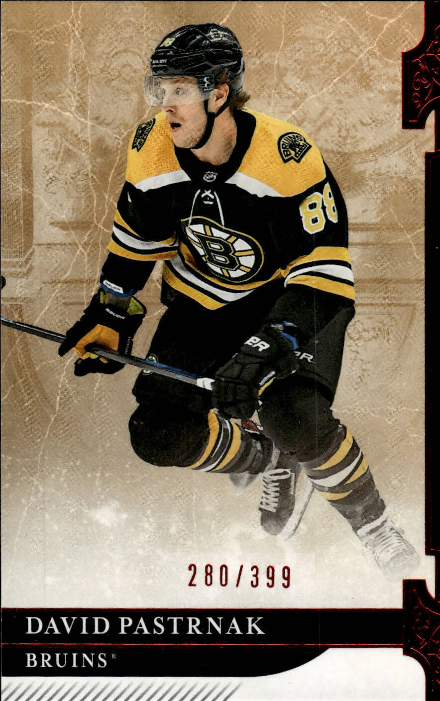 2019-20 Upper Deck Artifacts Hockey - Red /399 #108 David Pastrnak - Boston Bruins