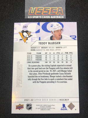 2021-22 Upper Deck Series Two #387 - Teddy Blueger - Pittsburgh Penguins