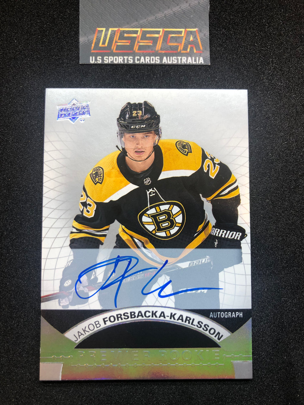 2017-18 Upper Deck Premier Hockey Silver Spectrum Autographs #85 Jakob Forsbacka-Karlsson - Boston Bruins