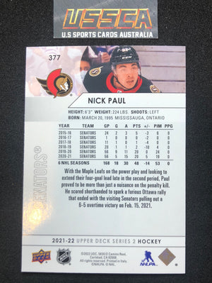 2021-22 Upper Deck Series Two #377 - Nick Paul - Ottawa Senators